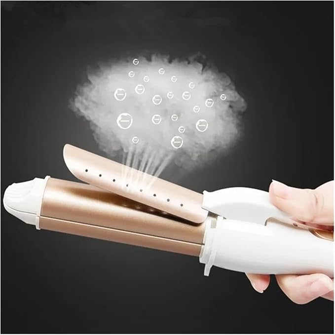 3-in-1 Gold Ceramic Hair Curling Iron - Professional Hair Curler Straightener &amp Heated Roller for Versatile Styling(DUS)
