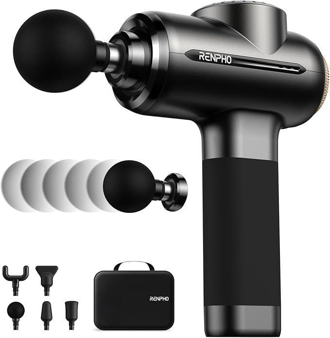 RENPHO Active Evo Massage Gun Deep Tissue Back Massage with 8-12mm Adjustable Amplitude Heavy-Duty FSA Approved Percussion Professional Muscle Massager Gun for Athtetes &amp Home Use HSA