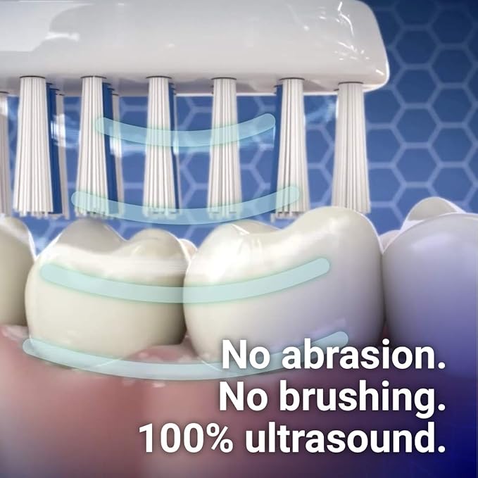 Emmi-dent Electric Ultrasonic Toothbrush Set with Gentle 100% Ultrasound Cleaning Technology. Ideal for Sensitive Teeth &amp Gums Plaque Removal and More! Includes Nano-Bubble Toothpaste. Rechargeab
