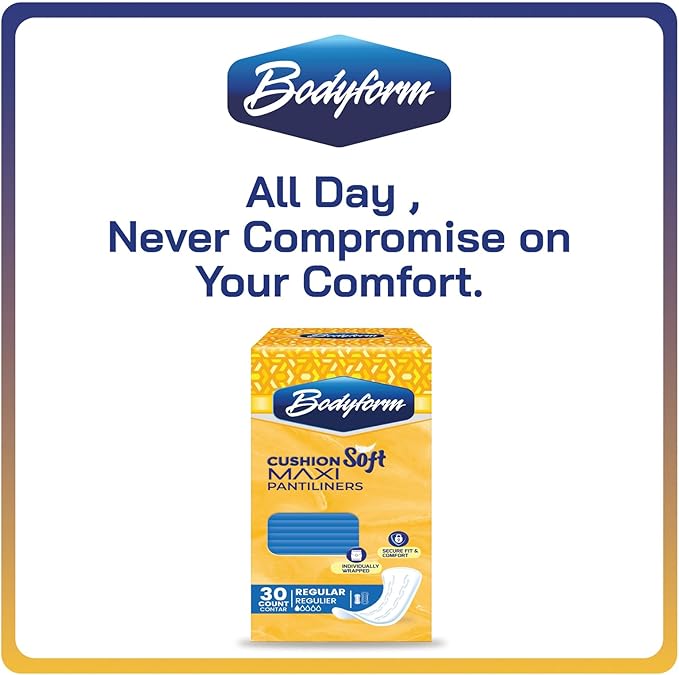 Bodyform Maxi - Value Pantiliner 720 Counts (24 Packs of 30 Counts) Cushion Soft Always Comfortable and Ultra-Absorbent