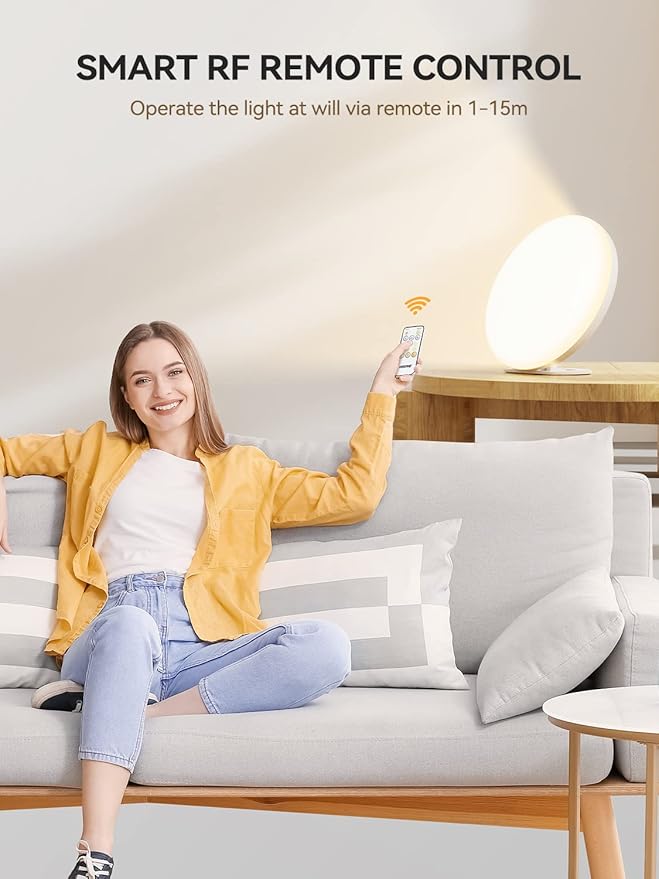 Light Lamp 13000 Lux UV-Free LED Light with 5 Brightness Levels/3 Color Temperature/4 Timer Remote Control Daylight Lamp with Memory Function for Home Office
