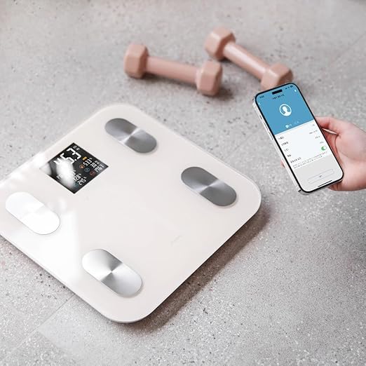 mooas Smart Scale for Body Weight Fat Bluetooth Scale Digital Bathroom Scale with BMI Body Fat Muscle Mass Composition LCD Accurate Wi-Fi Bluetooth Scale for Home Smartphone App 396 lbs (Ivory)