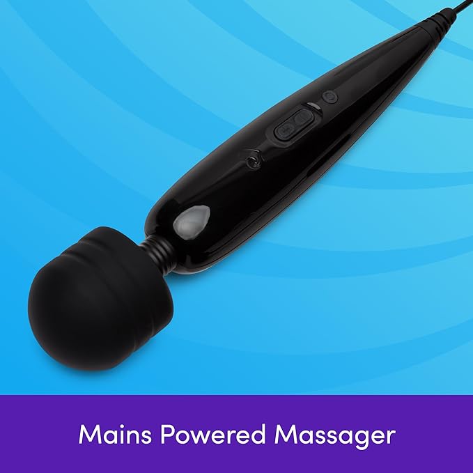 Lovehoney Powerful Electric Handheld Massager - Mains Powered Body Massage Tool with 12 Vibration Modes - Flexible Neck for Muscle Aches in Back Neck Shoulders Legs – Black