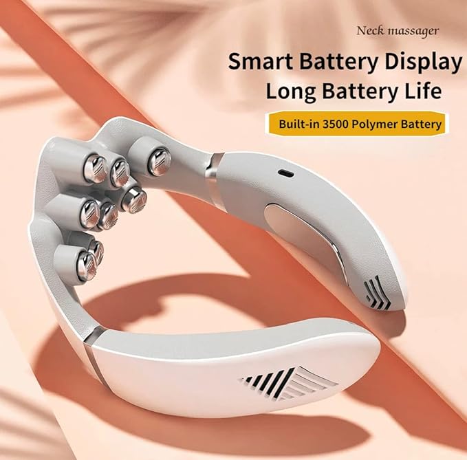 Portable Hanging Bladeless Massagers for Neck with 8 Bionic Massage Heads and Smart Heat and Cold Massager with 3 Adjustable Strength USB Rechargeable