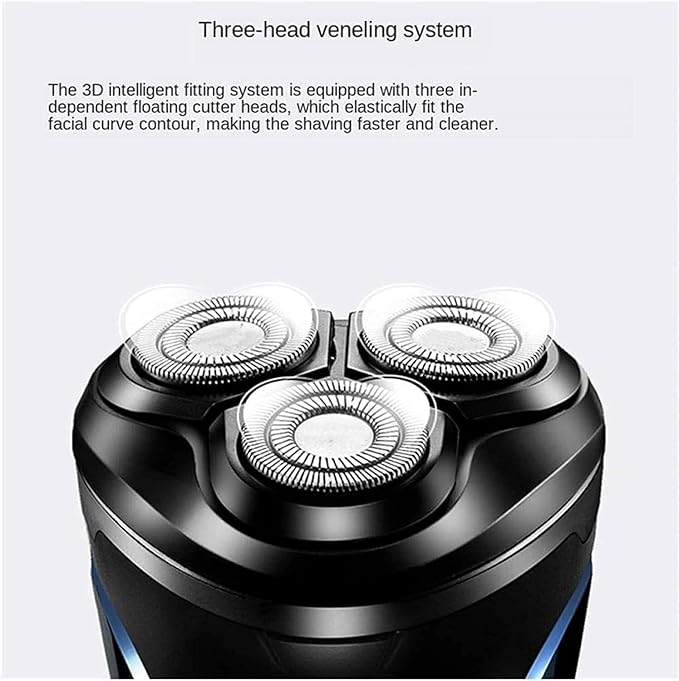 Rechargeable Waterproof IPX7 Electric Shaver Wet &amp Dry Rotary Shavers for Men Electric Shaving Razors with Pop-up Trimmer Blue