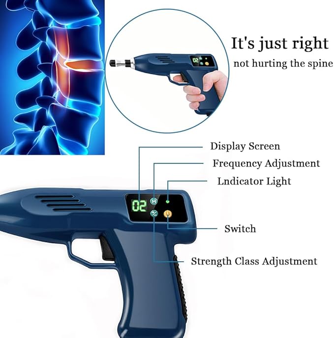 Electric Chiropractic Massager 1100N 13 Levels Force Spine Correction Massage 10pcs Multifuction Massage Heads for Adjusting Chiropractic Soothing Bones Massage Acupuncture Points