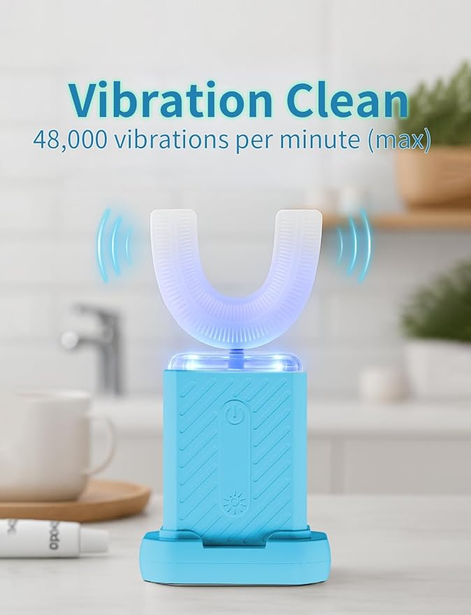 U-Shaped Electric Toothbrush 4 Modes 60-Second Clean Magnetic Contact Charging Travel-Friendly