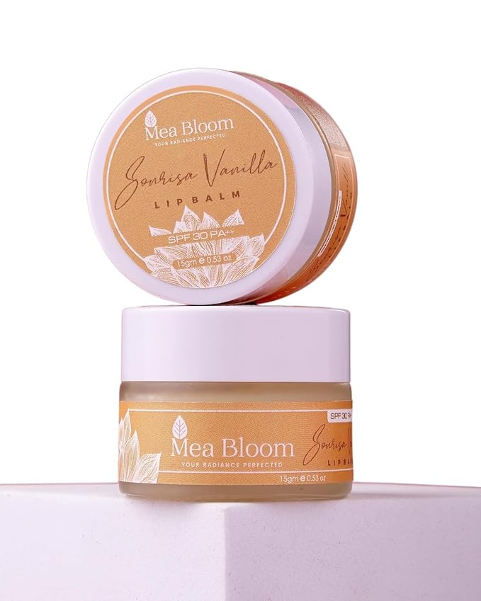M.e.a Bloom Sonrisa Vanilla Lip Balm with SPF 50 PA++++ Watermelon Scent Golden Glow Light 0.53 oz