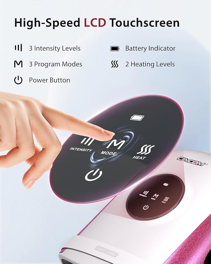 CINCOM Hand Massager with Heat and Compression Finger and Palm Massage Machine for Pain Relief Arthritis and Improved Circulation Gifts for Women Cordless and Rechargeable (White)