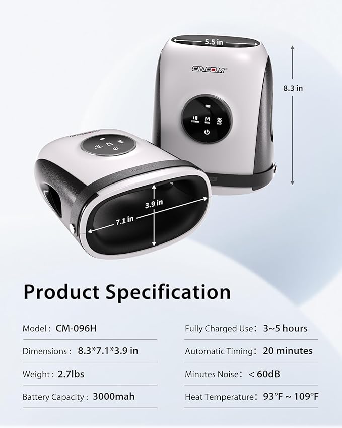 CINCOM Hand Massager with Heat and Compression Finger and Palm Massage Machine for Pain Relief Arthritis and Improved Circulation Gifts for Women (Crow)