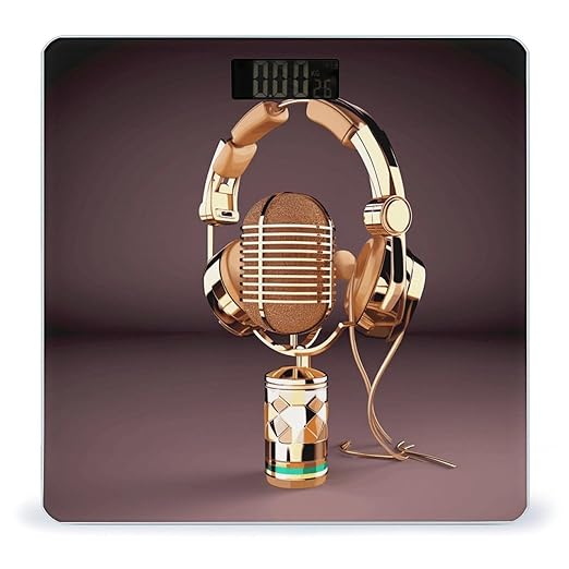 Colorful Gold Microphone and Headset Bathroom ScaleHighly Accurate Digital Weighing Machine for People Bright LED Display Weight Scale for The Aldult Home Use