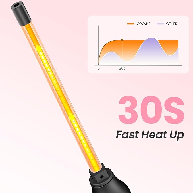 1/2 Inch Curling Wand for Long Hair Extra Long Barrel Ceramic Half Inch Curling Wand 7 Adjustable Heats 110-240V Dual Voltage Small Barrel Curling Iron Wand 60 Minutes Auto Shut Off