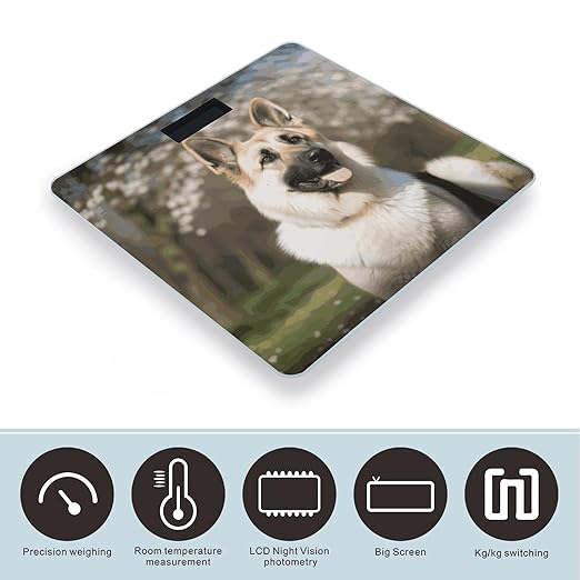 German Shepherd Dog Smart Scale for Body Weight Accurate Bathroom Scale with LED Display Digital Weight Scales Weighing Machine High Precision Scales for Bath Home