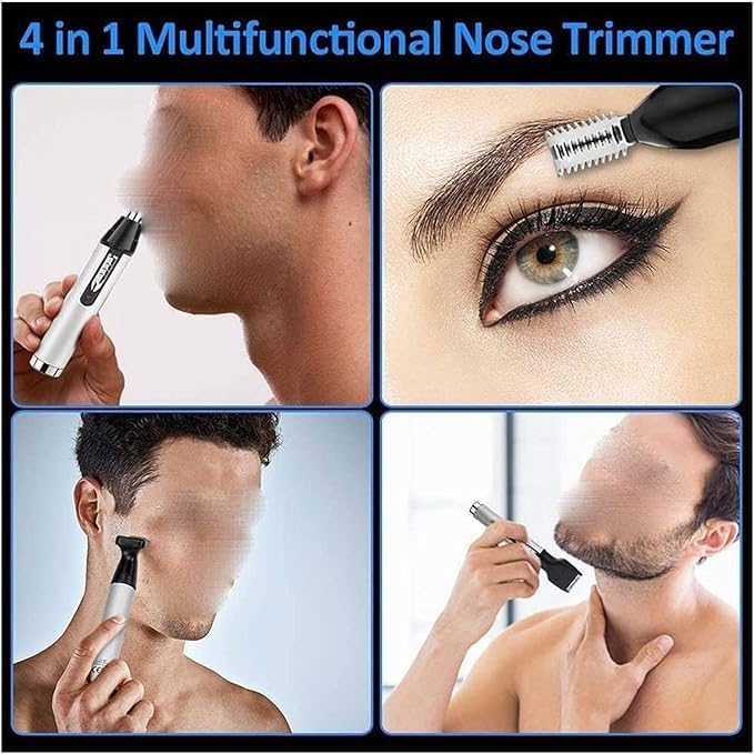 Nose Hair Trimmer for Hygienic Grooming with Rinseable Interchangeable Heads for Eyebrows Neckline Nose Ears &amp Other