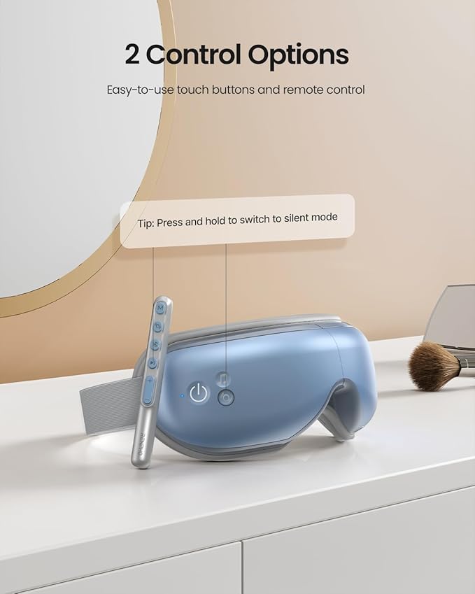 RENPHO Eye Massager with Heat Birthday Valentines Day Gifts Migraine Massager with Remote Compression Silent Mode Bluetooth Heated Sleep Mask for Strain Relief Stye Eye Improve Sleep