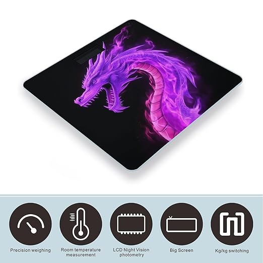 Automatic Switch Digital Bathroom Weighing Scale Smart Scale for Body Weight Purple Fire Dragon