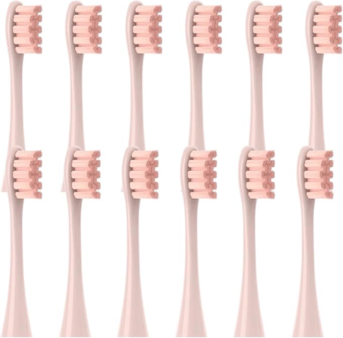 12pcs Replacement Brush Heads Compatible for X/X PRO/ Z1/ F1/ One/Air 2 /SE Toothbrush Soft Bristle Nozzles(12Pink)