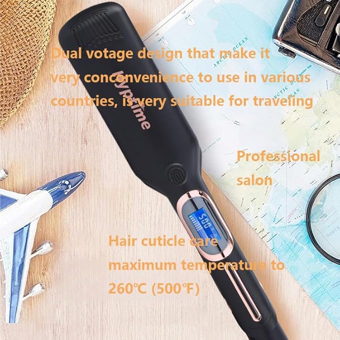 Titanium Flat Iron Straightener Digital Display to Accurately Control Temperature 1 Inch for Thick &amp Curly Hairs Professional Dual Voltage 500°F Fast Heating for Black Hair Friendly