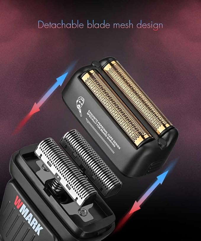 WMARK Electric Foil Shavers for Men Electric Razor for Men Cordless High Speed Motor 9000RPM Titanium Coated Floating 2 Blades LED Display IPX6 Waterproof Wet Dry Face Razor USB-C Black NG-7982