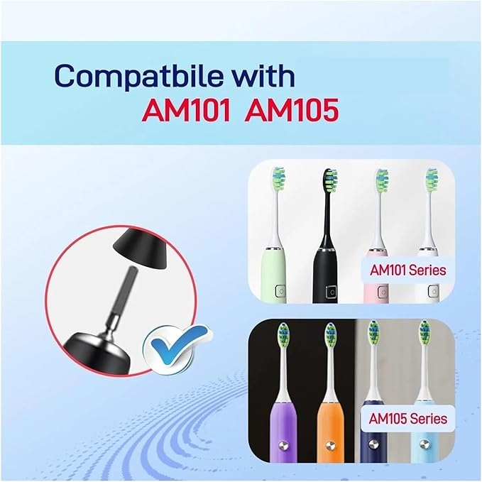 10PCS Replacement Toothbrush Heads Compatible for 7am2m AM101/AM105 Electric Vacuum Soft Bristle Nozzles(10PCS White)