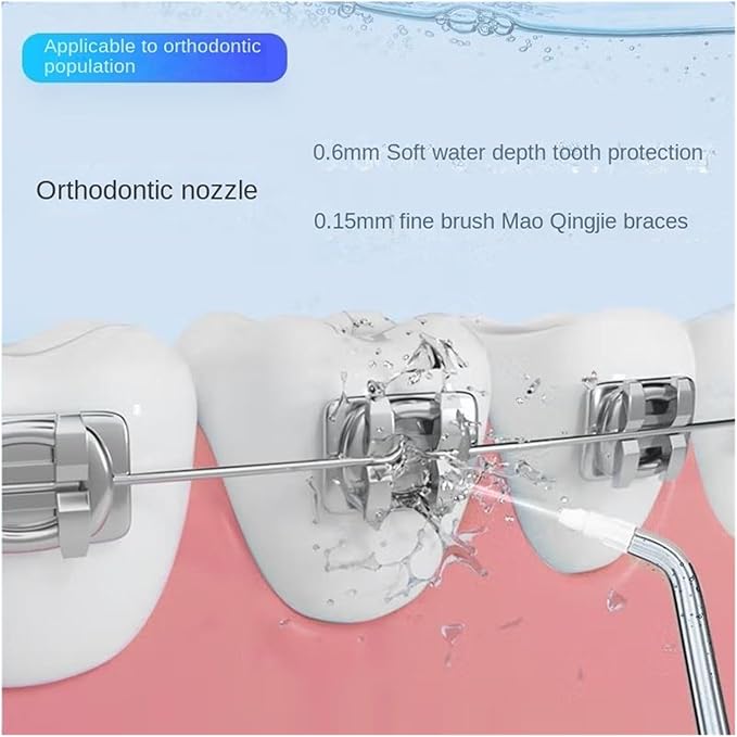 BAIR V2 Small Mini Dental Flusher Portable Electric Cleaner Home Dental Cleaning Water Floss 4 Nozzles. (32-33 34-35 36-37 38-39 40-41 42-43 44-45 46-47 : Lanyu)
