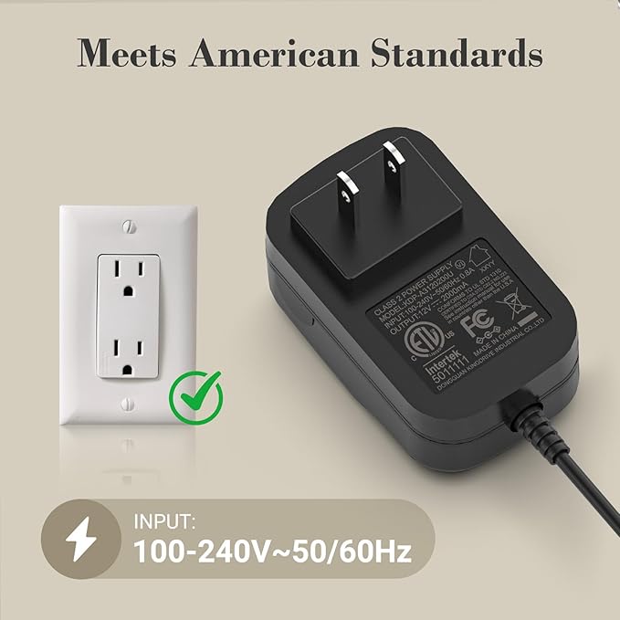 Foot Massager 12V 2.0A DC Adapter Power Cord