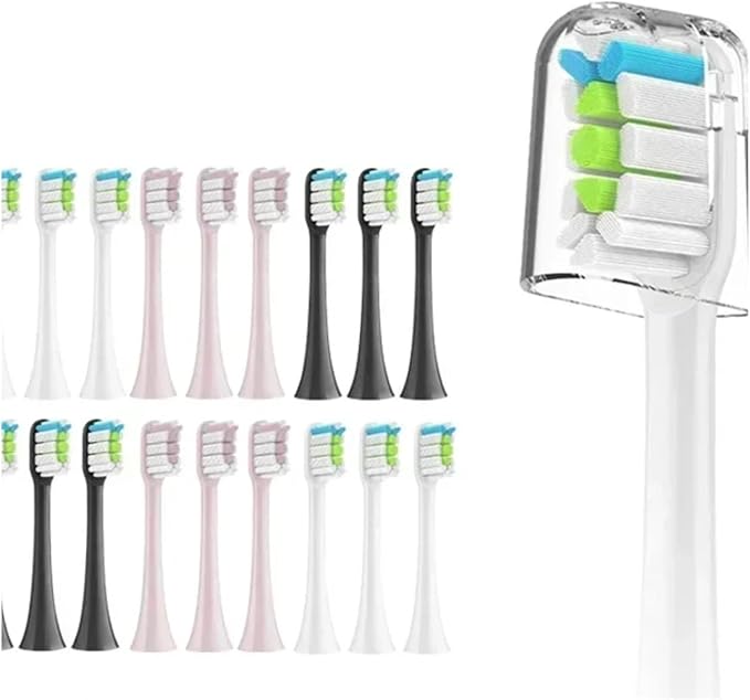 Compatible for X3 X5 X3U X1 V1 V2 Clean Brush Heads Replacement Head Bristle Sonic Electric Nozzles with Anti-dust Cap(3 Colors)