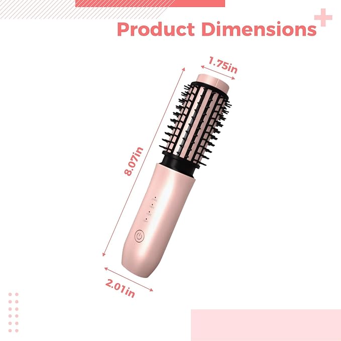 Wireless 2 in 1 Hair Straightener and Curler Portable Hair Brush with Ceramic Finish 2000Mah Battery Capacity Adjustable Heating Levels Type-C Rapid Charge Great for Travel and Daily Use