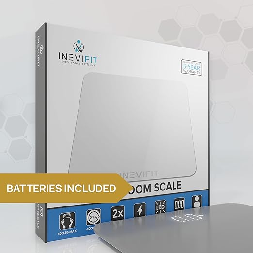 INEVIFIT Bathroom Scale Highly Accurate Digital Bathroom Body Scale Measures Weight up to 400 lbs. Includes Batteries