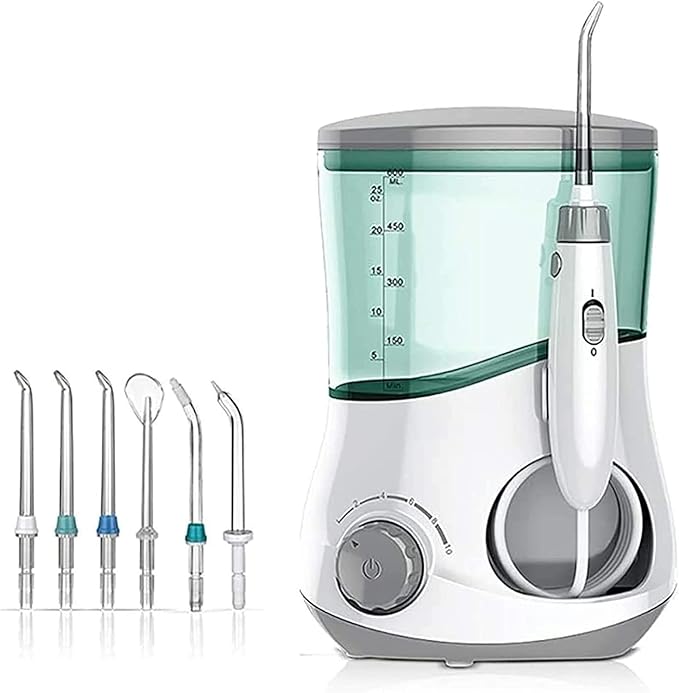 Portable Water Flossing Oral Irrigator Smart Timing Oral Dental Irrigator Electric Teeth Cleaner with 360° Rotating Nozzle &amp 6 Jet Tips for Home Travel