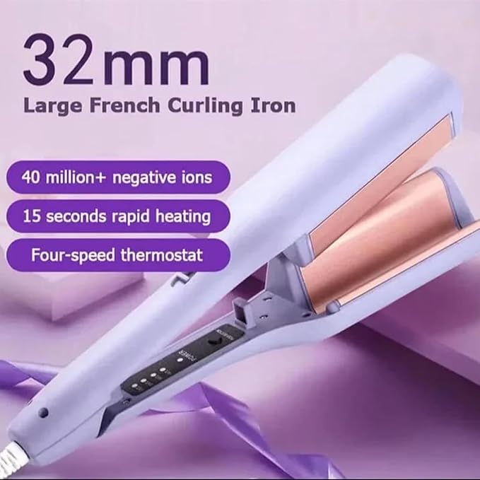 French Curls Iron Create Frizz-Free French Curls Effortlessly Curling Irons French Wave Curling Irons 15-Second Heat-Up Four Settings Travel Curling Iron