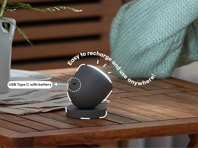 Olly Light Therapy Lamp - UV-Free LED Sunlight Lamp with 140g Compact Size Rechargeable 2step Brightness Mode 25minutes Automatic Timer - Daily Sunlight to Sleep Well (Solid Gray)