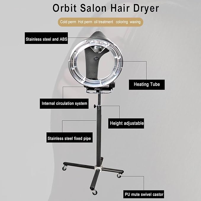Professional Hair Dryer Wall-Mount/Vertical Infrared Hair Steamer Adjustable Hair Color Processor with Timer Hair Treatment Steamer Hair Drying Machine Beauty Salon EquipmentStanding