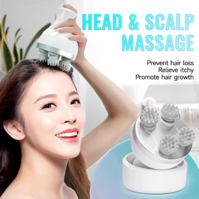 Cordless Scalp Massager - Handheld Electric Head Massager with 84 Kneading Nodes 4 Speeds Waterproof &amp Portable Rechargeable Relaxation Gift for Men and Women