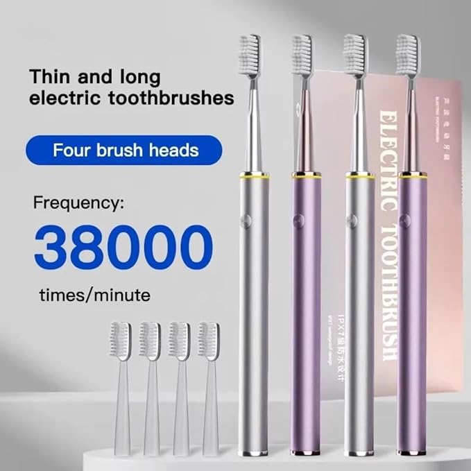 Electric Toothbrush for Adults Rechargeable Cordless Power Toothbrush with 3 Modes 4 Brush Heads 2-Min Timer Electric Tooth Brush Adult Purple or Silver (Silver)