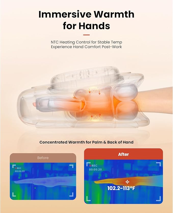 BOB AND BRAD Hand Massager with Heat and Compression Individual Fingers FSA-HSA Eligible Cordless Portable HandSpa Pro Hand Massager for Arthritis and Carpal Tunnel Pain Relief 5 Intensities