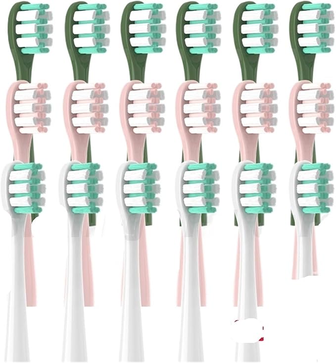 6/12PCS D1/D2/D3 Replacement Electric Toothbrush Head Soft Bristles Cleaning Vacuum Replace Brush with Dust Cover(12PCS Pink)
