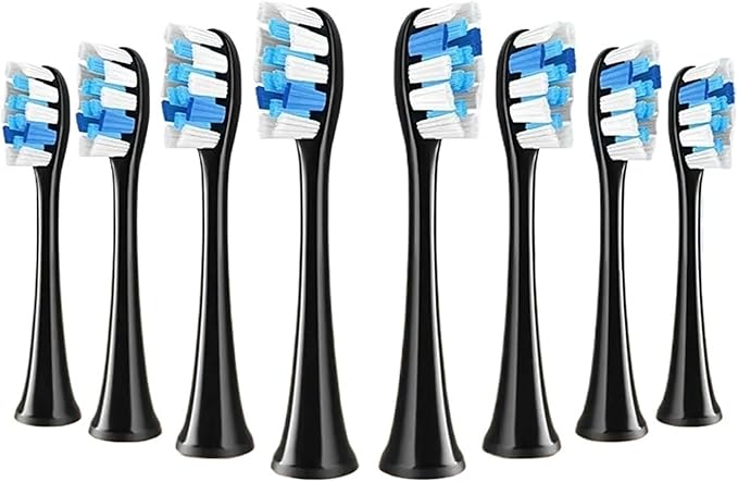Compatible for Fairywill P11 T9 P80 Electric Toothbrush Heads(Black 16pcs)