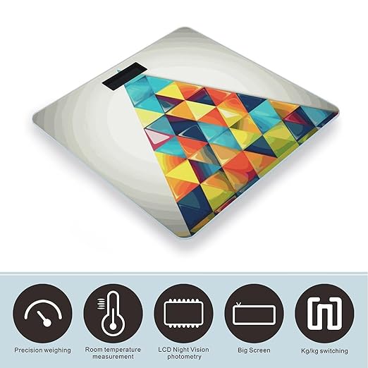 Colorful Triangle Weight Scale Digital Electronic Scales Bathroom Scale Larg LCD Backlight Display High Precisio MeasurementsTempered Glass