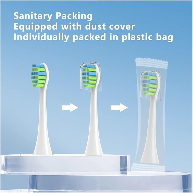 Replacement Toothbrush Heads with Covers for 7am2m AM101/AM105 Electric10 Pack(White)
