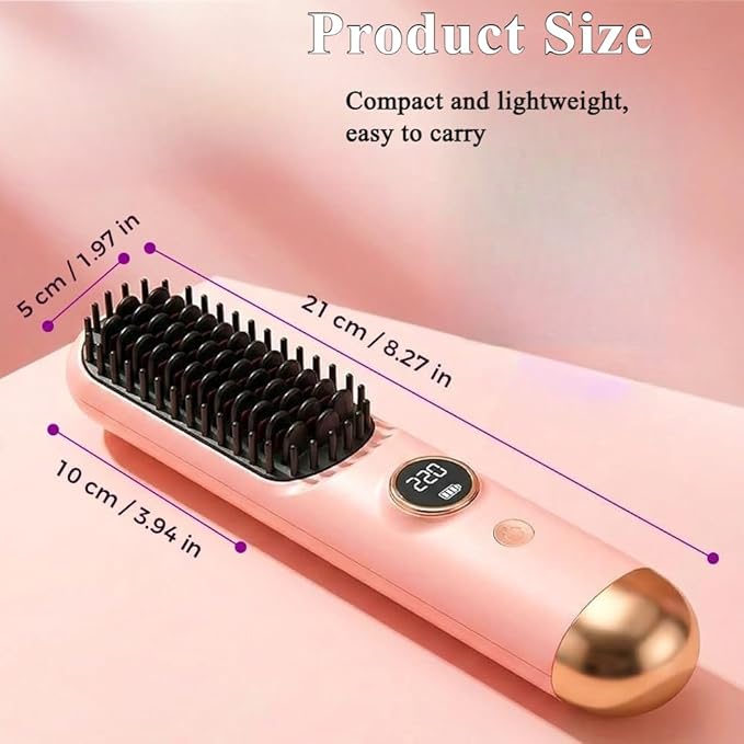 2026 Go Brush Pro Cordless Hair Straightener Brush Mini Portable Travel Styling Comb with 9 Temps Fast Heating &amp USB Rechargeable Ideal for Short Hair &amp All Hair Types