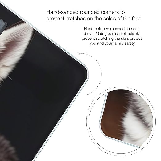 Cute Husky Dog Scale for Body Weight Digital Bathroom Scale Toughened Glass High Precision Scales for Body Weight with Large LCD Backlight Display Weight Scales