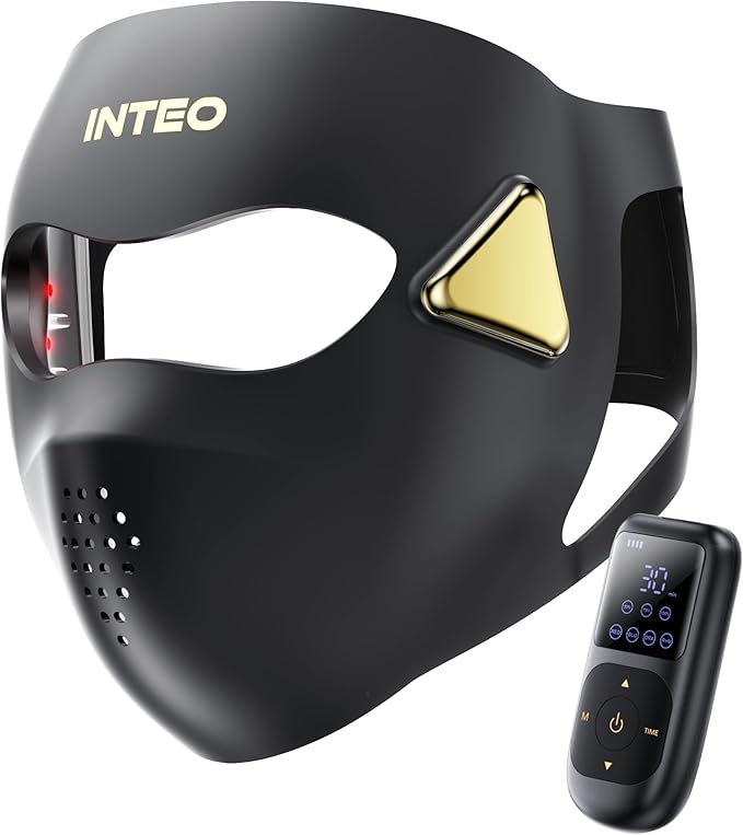 Red Light Therapy for Face4D Red Light Therapy Mask with 4 Color Light Modes (Red+Infrared/Red/Blue/Orange) 850NM Infrared LED Face Mask Light Therapy with 4000mAh Rechargeable Remote Timer
