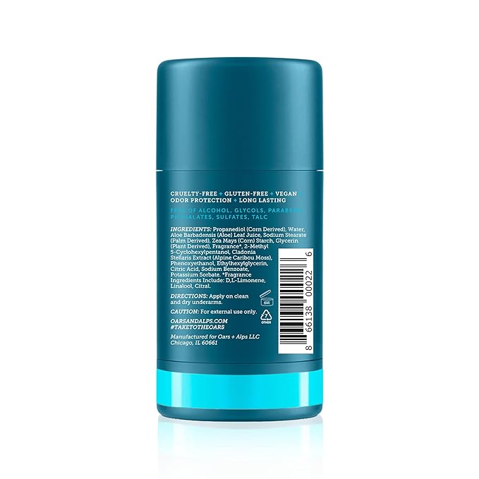 Oars + Alps Aluminum Free Deodorant for Men | Long Lasting Odor Protection Clear &amp Free of White Residue Anti-Chafing Smooth Glide Dermatologist Tested Fresh Ocean Splash 2pk 2.6oz