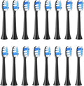 Compatible for Fairywill P11 T9 P80 Electric Toothbrush Heads(Black 16pcs)