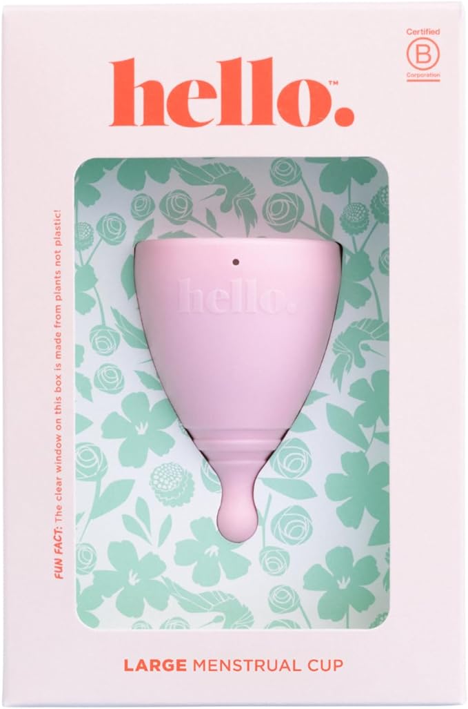 Hello Period Average Cervix Menstrual Cup | Award Winning Reusable Period Cup Soft Flexible Alternative to Pads &amp Tampons Sustainable Feminine Hygiene Leak Proof | Holds 29.5ml 45mm D 64mm L (La