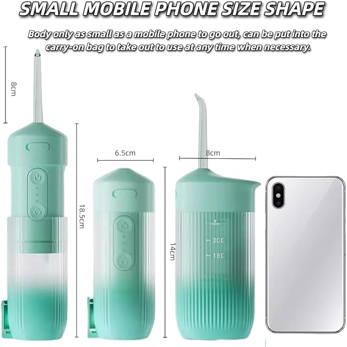 Portable Water Flossers for TeethTelescopic Travel Water Flosser Rechargeable 4 Nozzle OptionsIPX7 Waterproof (Orange)