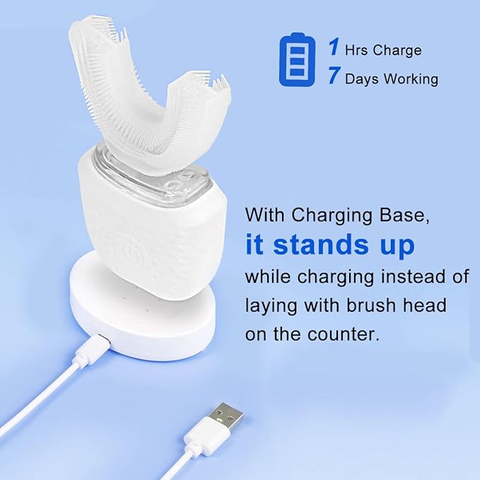Ultrasonic Electric Toothbrush U Shaped Automatic Toothbrush for Adults 360° Whole Mouth Toothbrush Whitening IPX7 Waterproof