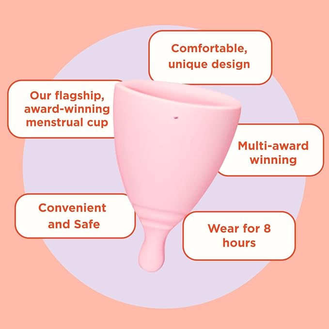 Hello Period Average Cervix Menstrual Cup | Award Winning Reusable Period Cup Soft Flexible Alternative to Pads &amp Tampons Sustainable Feminine Hygiene Leak Proof | Holds 29.5ml 45mm D 64mm L (La
