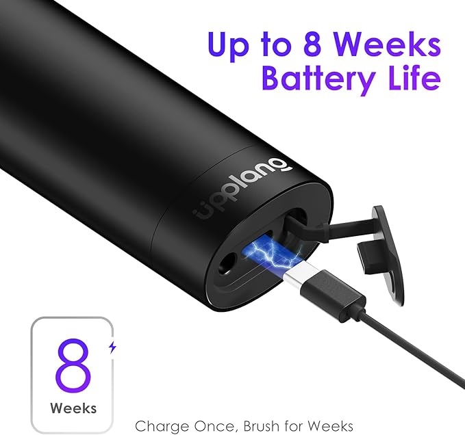 Electric Toothbrush Portable Travel Sonic Toothbrush with Protective Case USB-C Rechargeable Neutral Comfort Bristles Waterproof Smart Timer Compact for Daily Use (Black)
